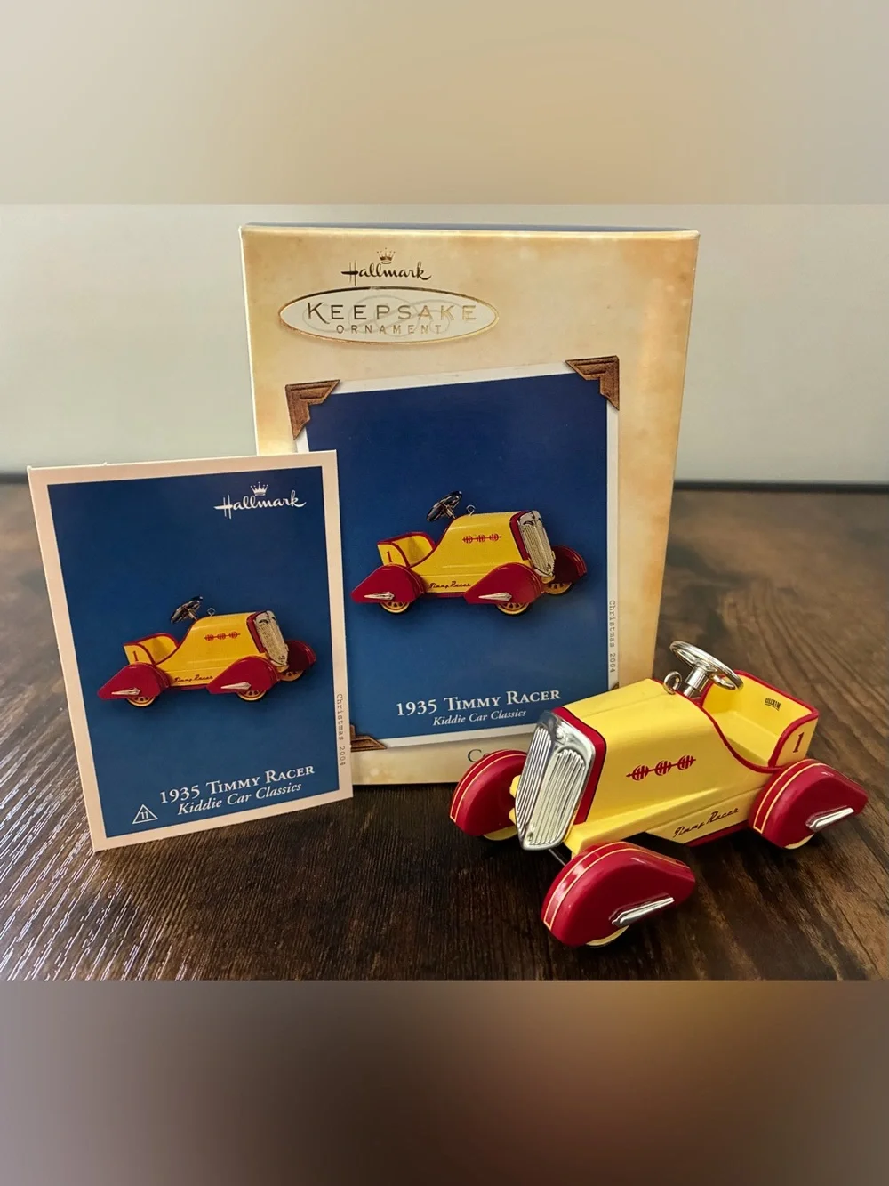 Hallmark Yellow and Red 1935 Timmy Racer Keepsake Ornament